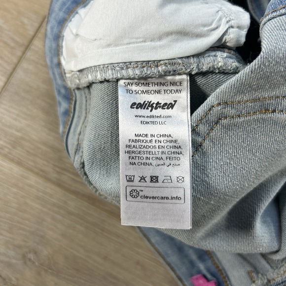 Edikted Size Large Cargo Denim Micro Shorts Booty Shorts Cotton Blend - Picture 9 of 15